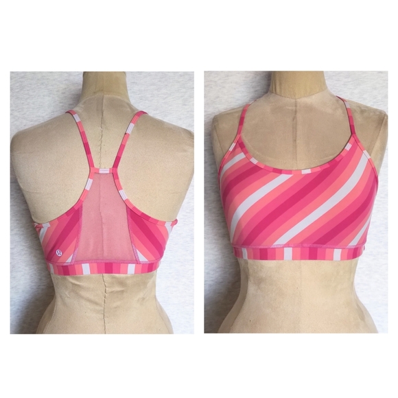 Lululemon Vintage Mesh Back Sports Bra - Diagonal Stripe Pink